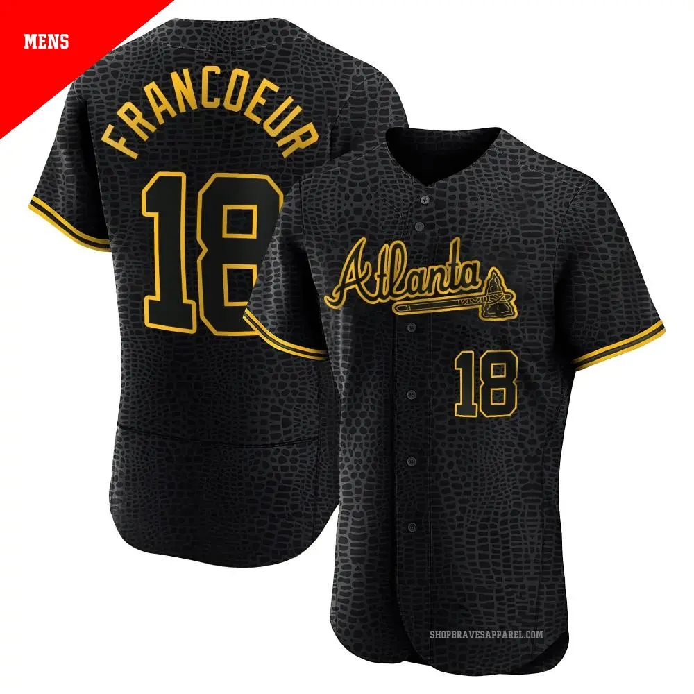 Men's ＃18 Jeff Francoeur Atlanta Braves Black Authentic Snake Skin City Jersey