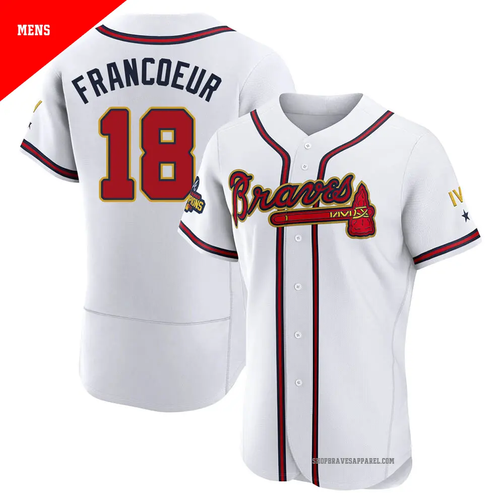 Men's ＃18 Jeff Francoeur Atlanta Braves Gold Authentic White 2022 Program Jersey