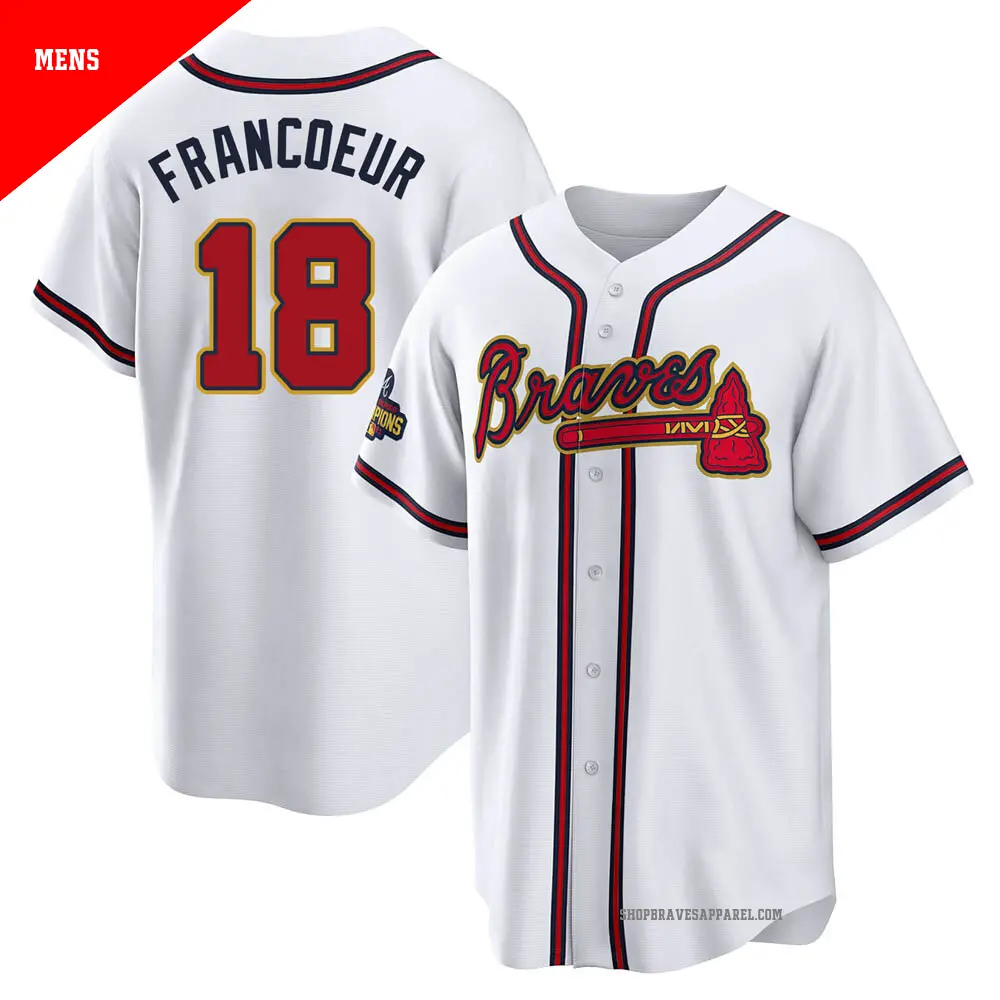 Men's ＃18 Jeff Francoeur Atlanta Braves Gold Replica White 2022 Program Jersey
