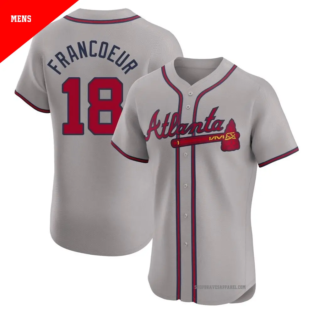 Men's ＃18 Jeff Francoeur Atlanta Braves Gray Elite Road Jersey