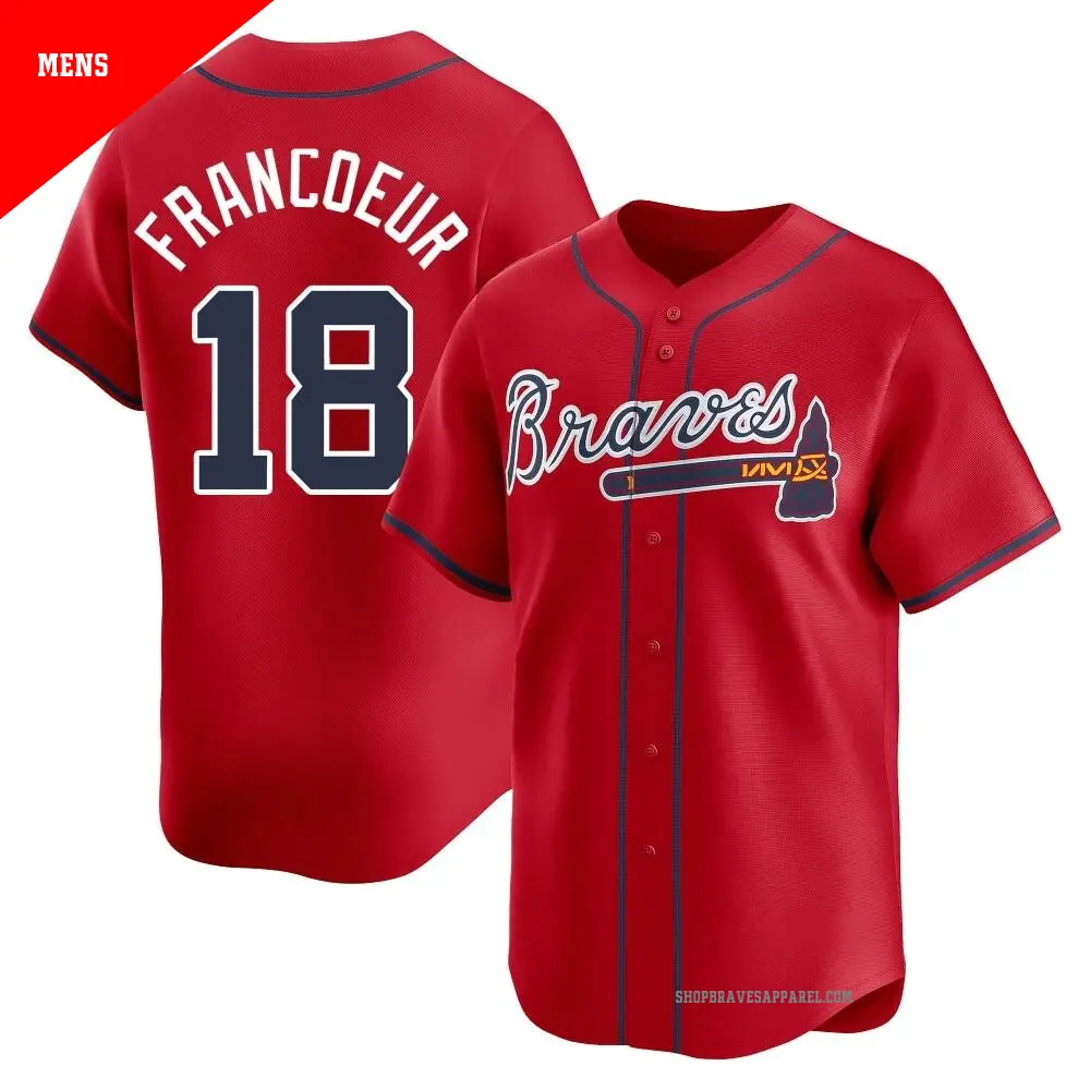 Men's ＃18 Jeff Francoeur Atlanta Braves Red Limited Alternate Jersey