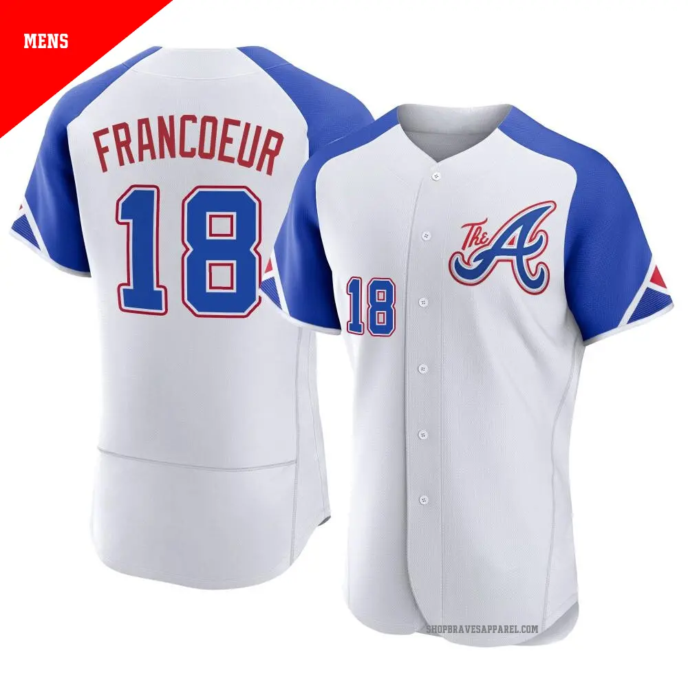 Men's ＃18 Jeff Francoeur Atlanta Braves White Authentic 2023 City Connect Jersey