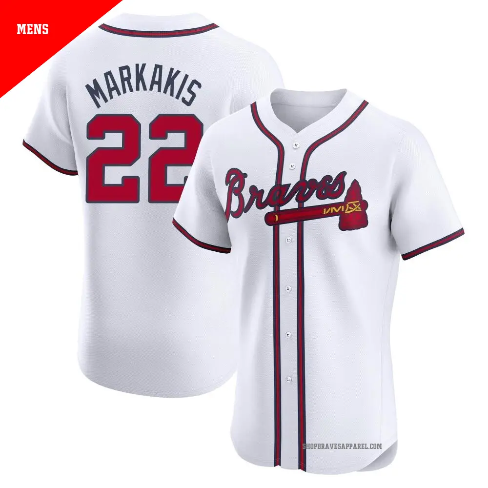 Men's ＃22 Nick Markakis Atlanta Braves White Elite Home Jersey