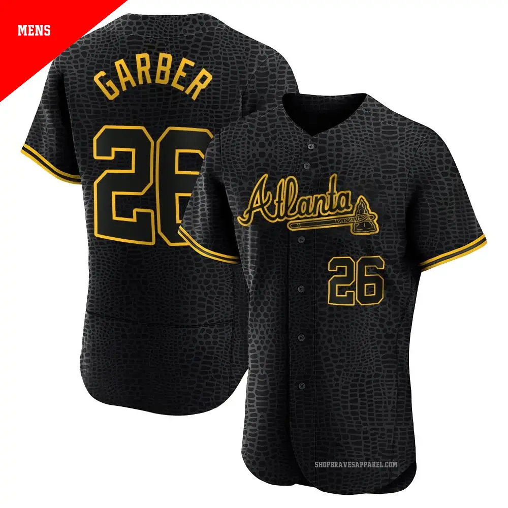 Men's ＃26 Gene Garber Atlanta Braves Black Authentic Snake Skin City Jersey