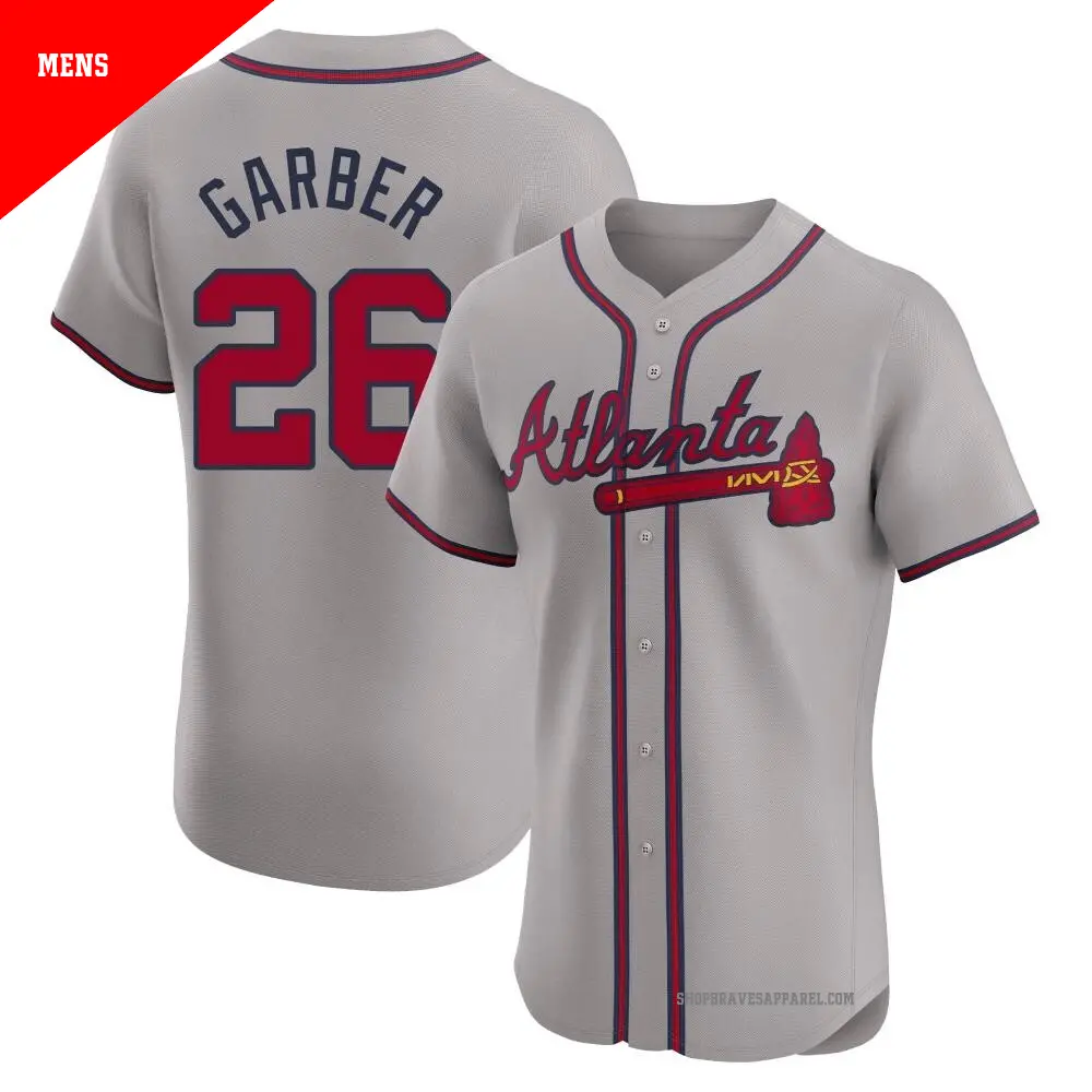 Men's ＃26 Gene Garber Atlanta Braves Gray Elite Road Jersey