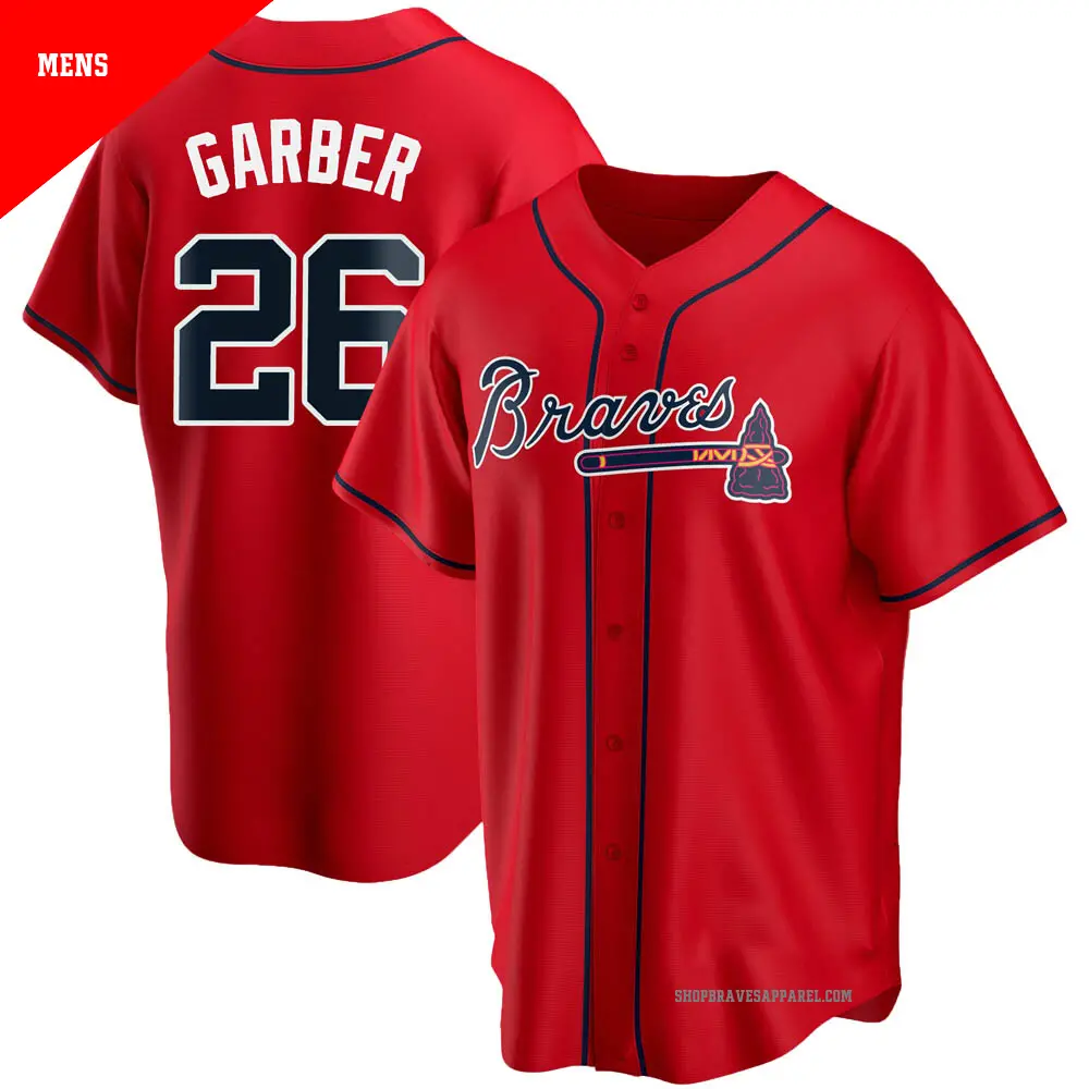 Men's ＃26 Gene Garber Atlanta Braves Red Replica Alternate Jersey