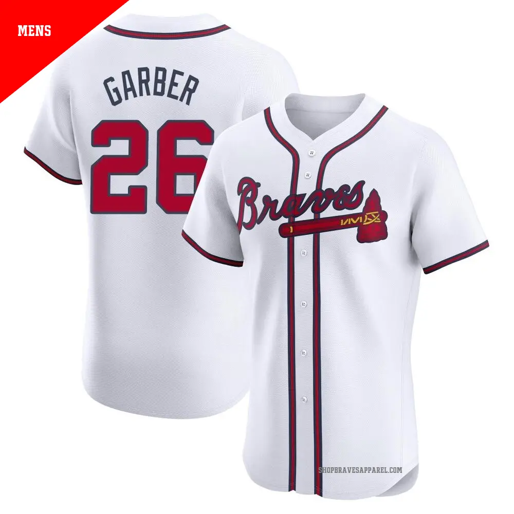 Men's ＃26 Gene Garber Atlanta Braves White Elite Home Jersey