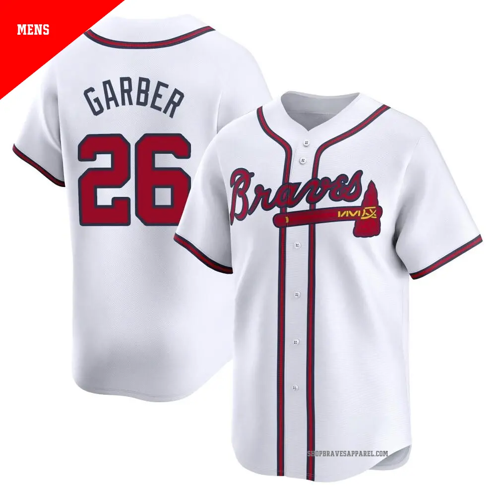 Men's ＃26 Gene Garber Atlanta Braves White Limited Home Jersey