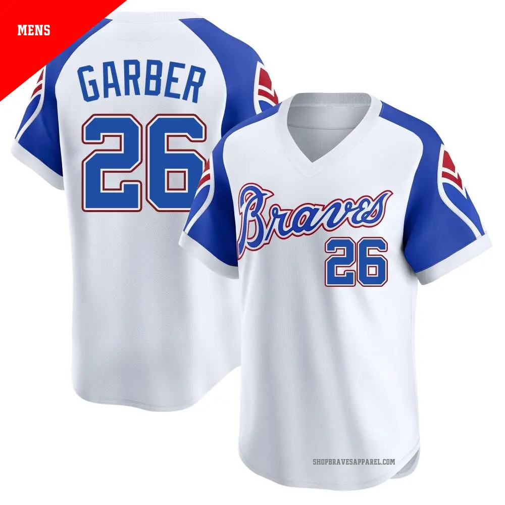 Men's ＃26 Gene Garber Atlanta Braves White Limited Throwback Cooperstown Collection Jersey