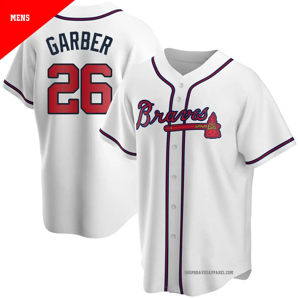 Men's ＃26 Gene Garber Atlanta Braves White Replica Home Jersey