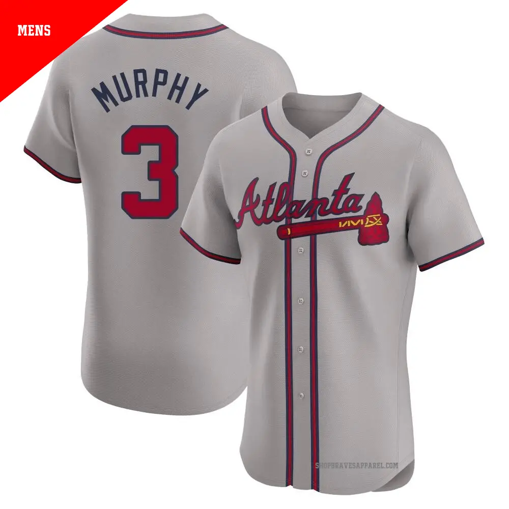Men s 3 Dale Murphy Atlanta Braves Gray Elite Road Jersey