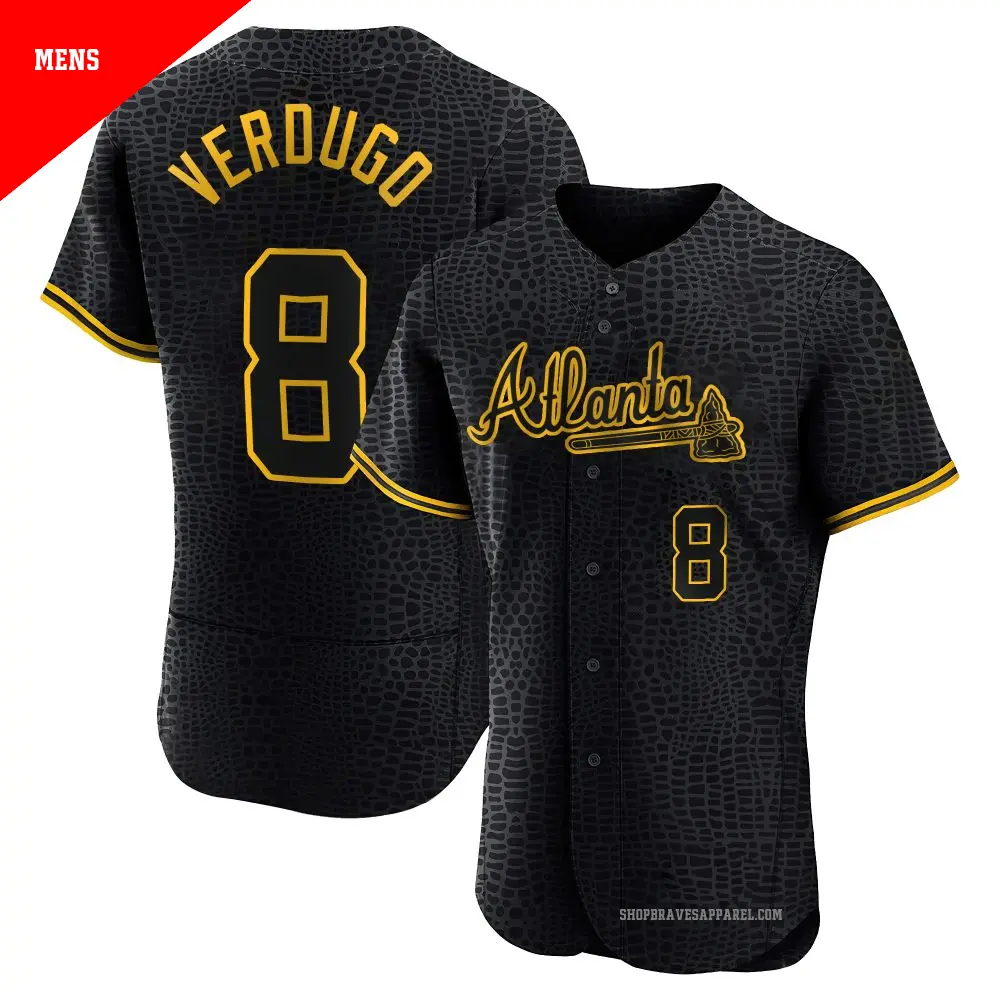 Men's ＃8 Alex Verdugo Atlanta Braves Black Authentic Snake Skin City Jersey