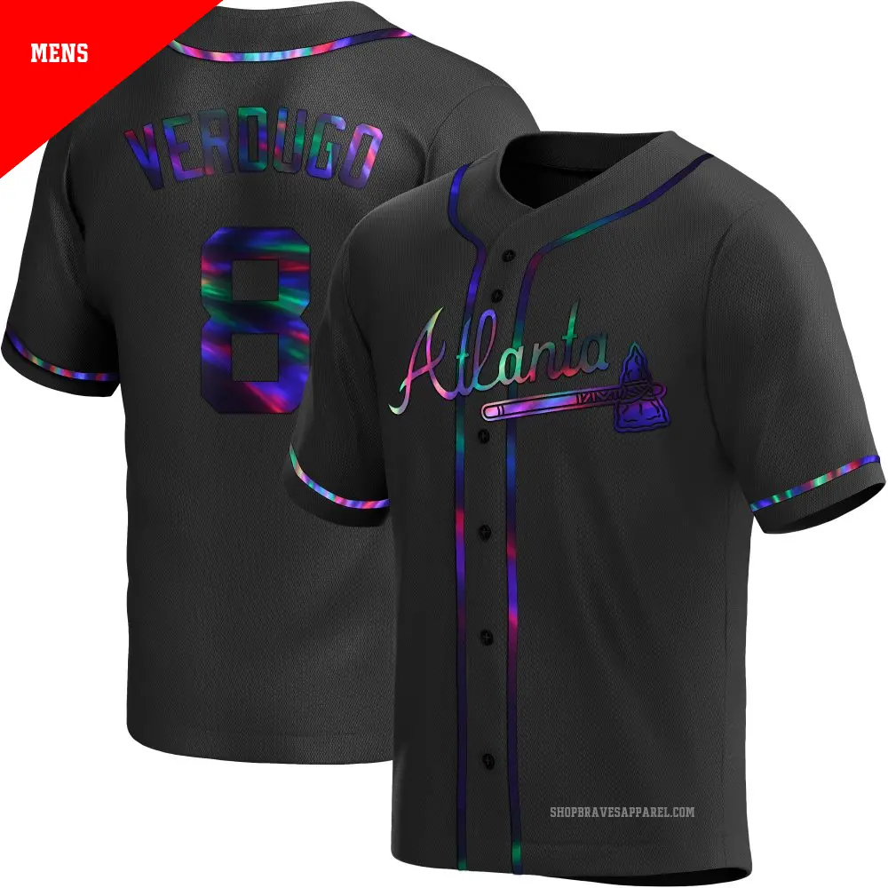 Men's ＃8 Alex Verdugo Atlanta Braves Black Replica Holographic Alternate Jersey