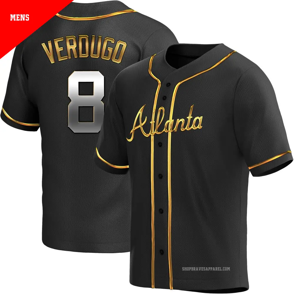 Men's ＃8 Alex Verdugo Atlanta Braves Gold Replica Black en Alternate Jersey