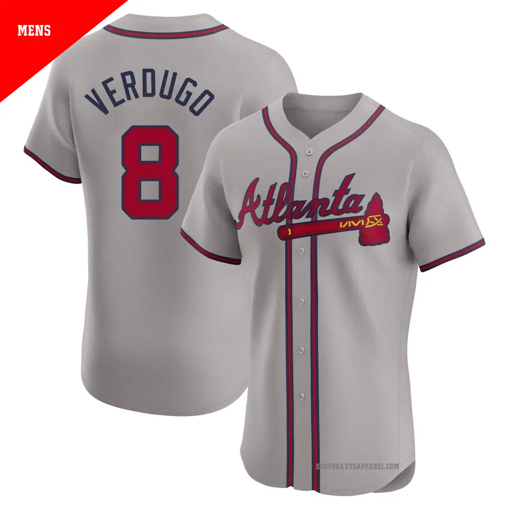 Men's ＃8 Alex Verdugo Atlanta Braves Gray Elite Road Jersey