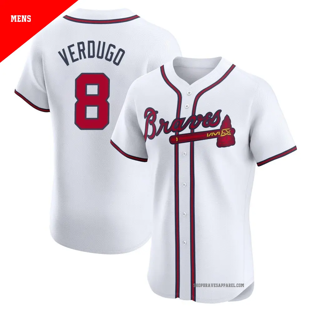 Men's ＃8 Alex Verdugo Atlanta Braves White Elite Home Jersey