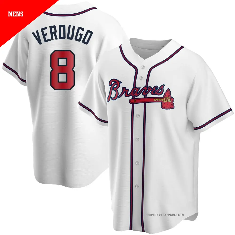 Men's ＃8 Alex Verdugo Atlanta Braves White Replica Home Jersey