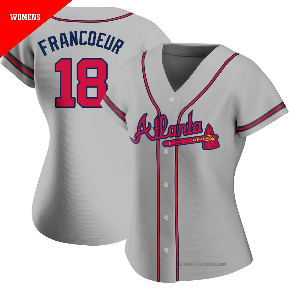 Women's ＃18 Jeff Francoeur Atlanta Braves Gray Authentic Road Jersey