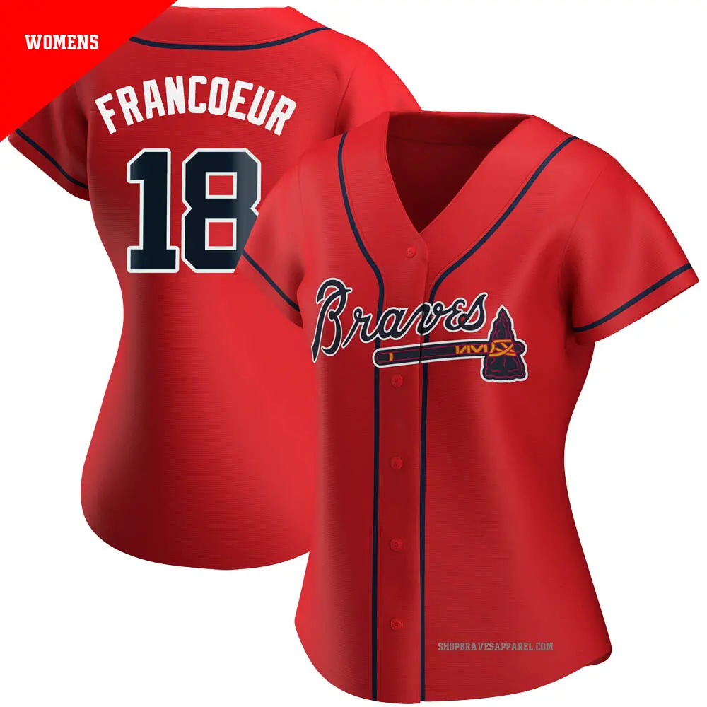 Women's ＃18 Jeff Francoeur Atlanta Braves Red Authentic Alternate Jersey
