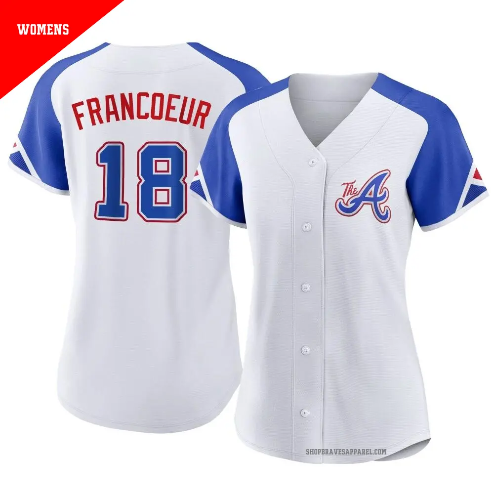 Women's ＃18 Jeff Francoeur Atlanta Braves White Authentic 2023 City Connect Jersey