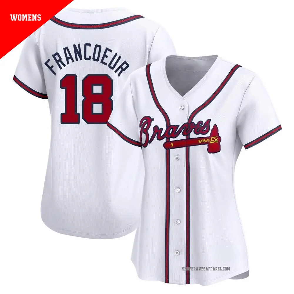 Women's ＃18 Jeff Francoeur Atlanta Braves White Limited Home Jersey