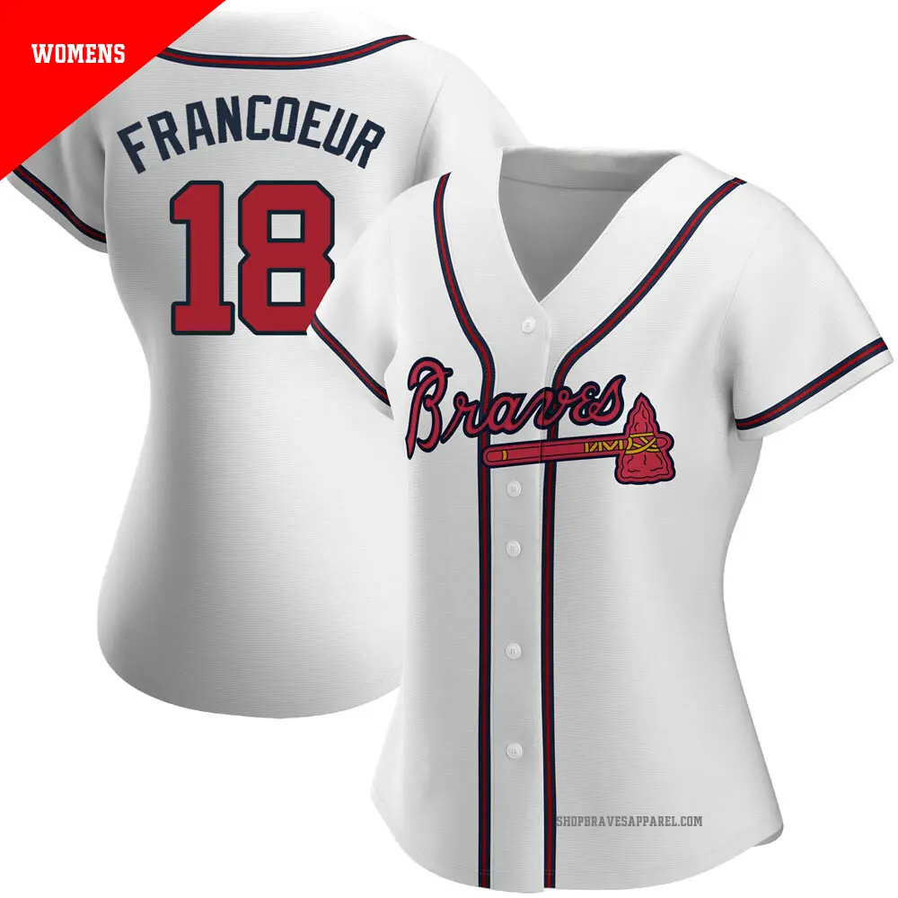 Women's ＃18 Jeff Francoeur Atlanta Braves White Replica Home Jersey