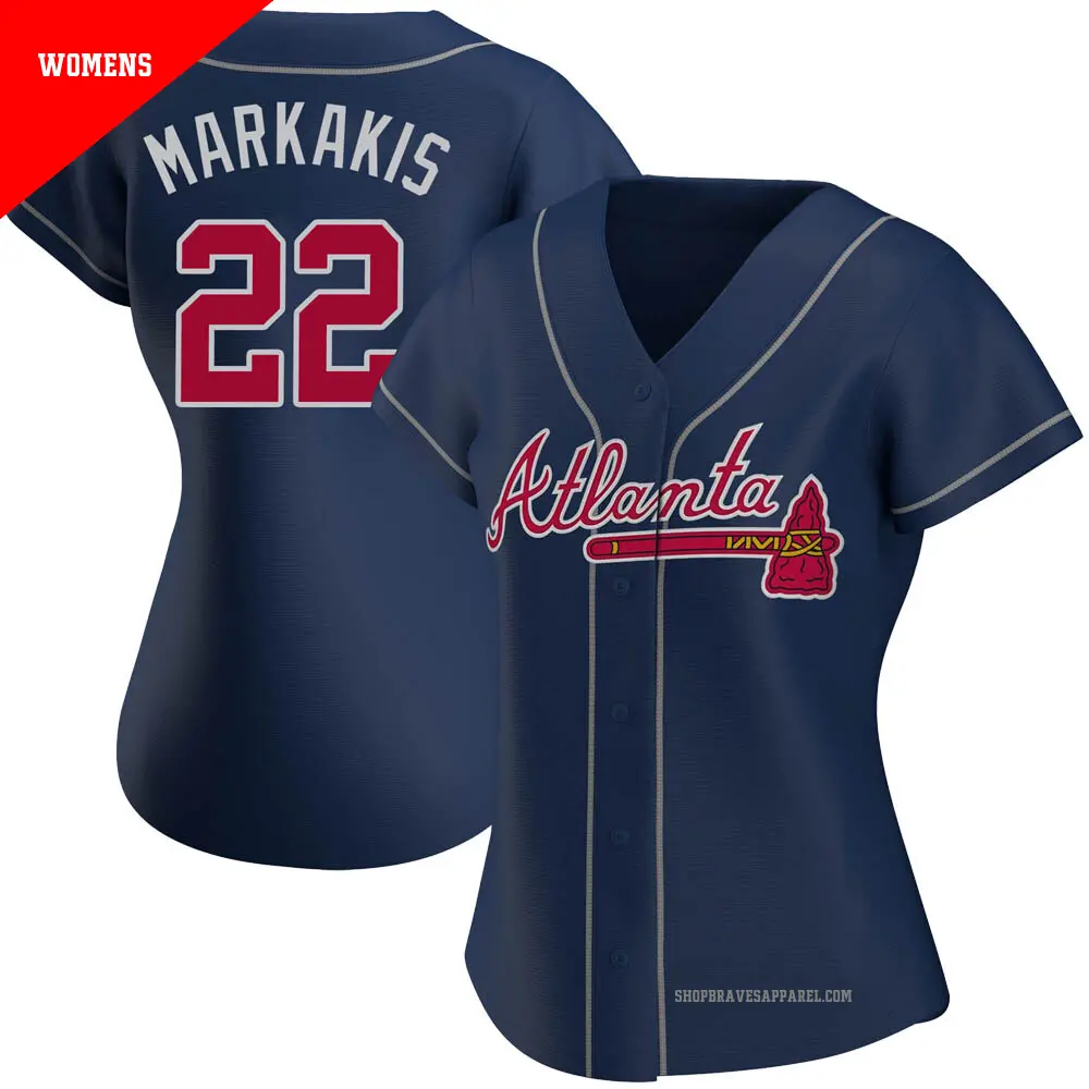 Women's ＃22 Nick Markakis Atlanta Braves Navy Authentic Alternate Jersey