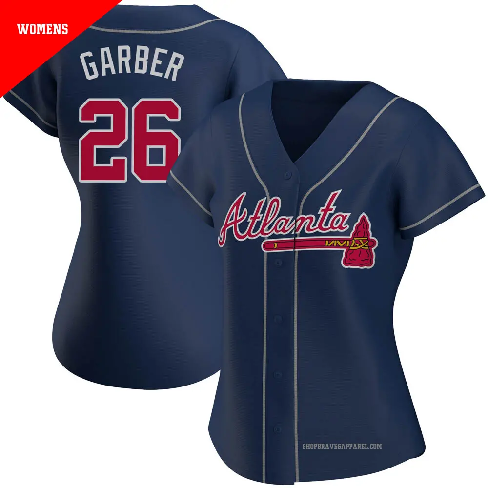 Women's ＃26 Gene Garber Atlanta Braves Navy Authentic Alternate Jersey