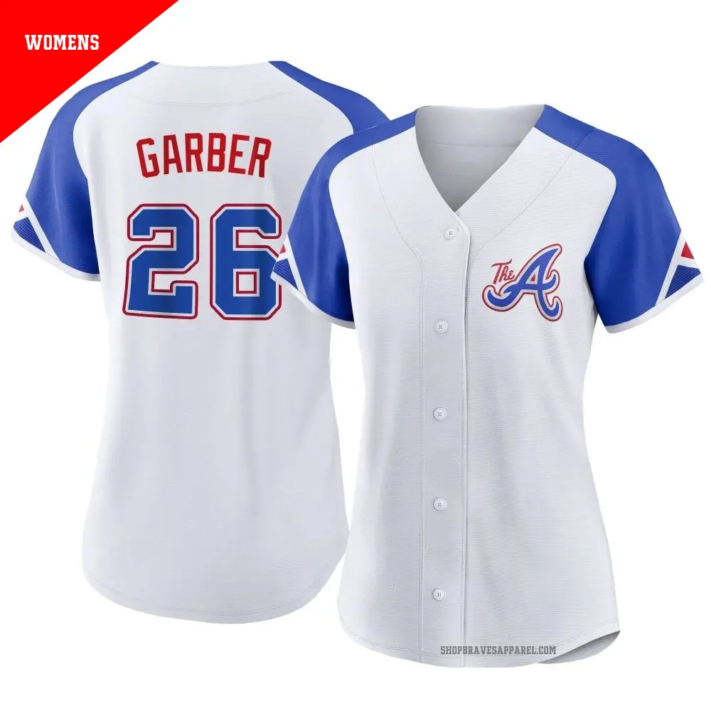 Women's ＃26 Gene Garber Atlanta Braves White Authentic 2023 City Connect Jersey