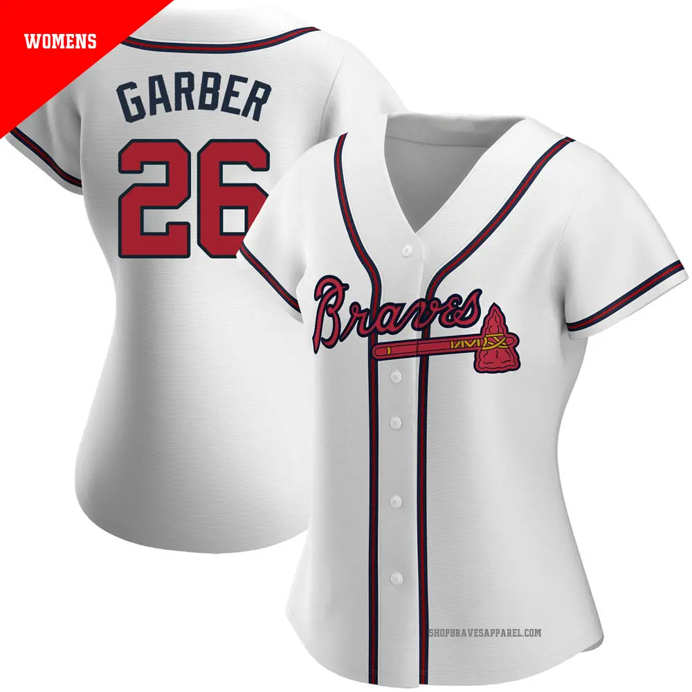 Women's ＃26 Gene Garber Atlanta Braves White Authentic Home Jersey