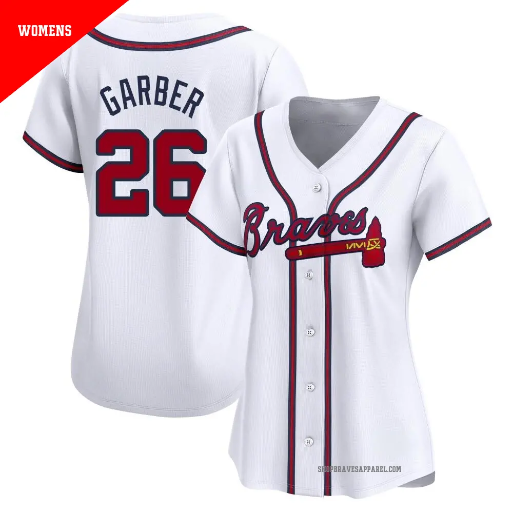 Women's ＃26 Gene Garber Atlanta Braves White Limited Home Jersey