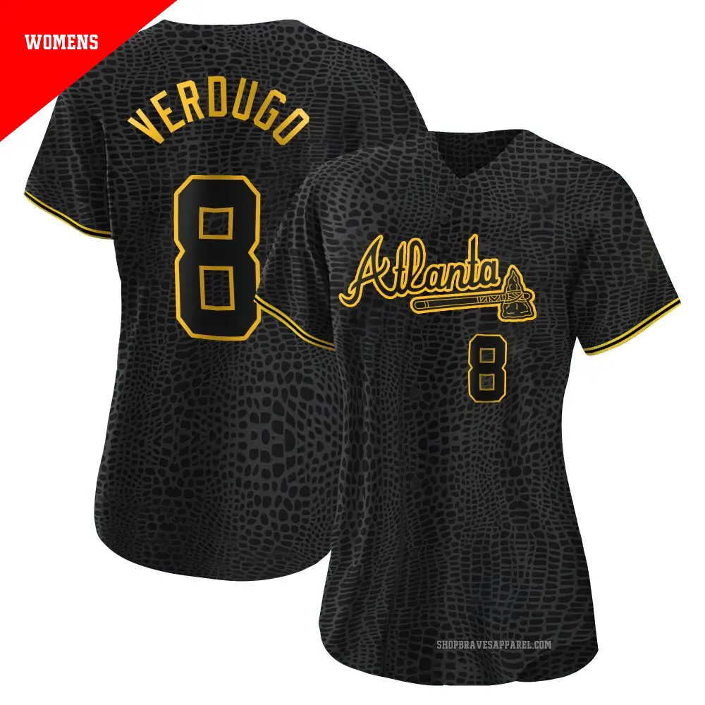 Women's ＃8 Alex Verdugo Atlanta Braves Black Authentic Snake Skin City Jersey