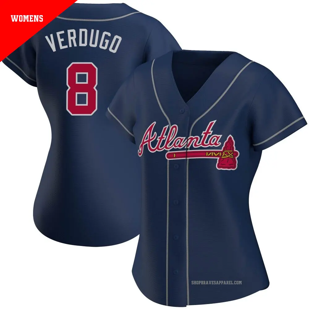 Women's ＃8 Alex Verdugo Atlanta Braves Navy Authentic Alternate Jersey