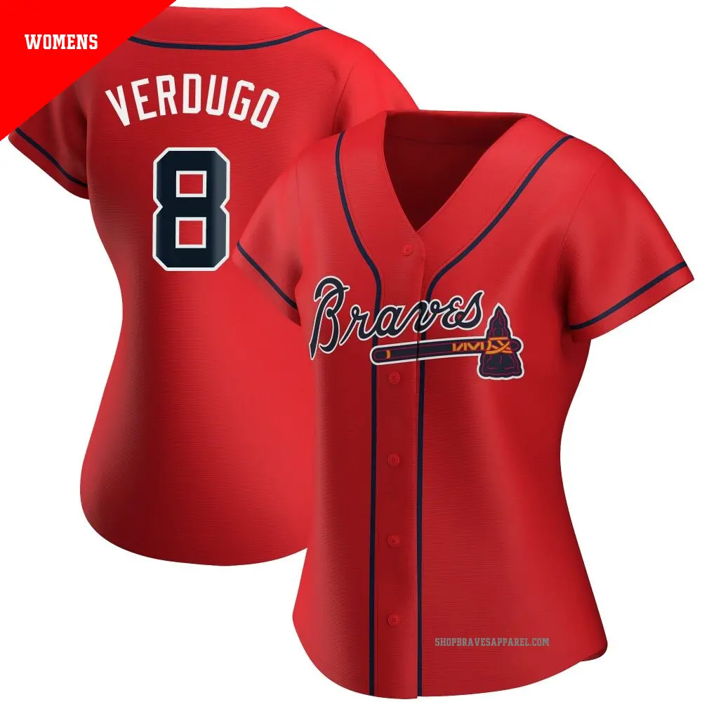 Women's ＃8 Alex Verdugo Atlanta Braves Red Replica Alternate Jersey