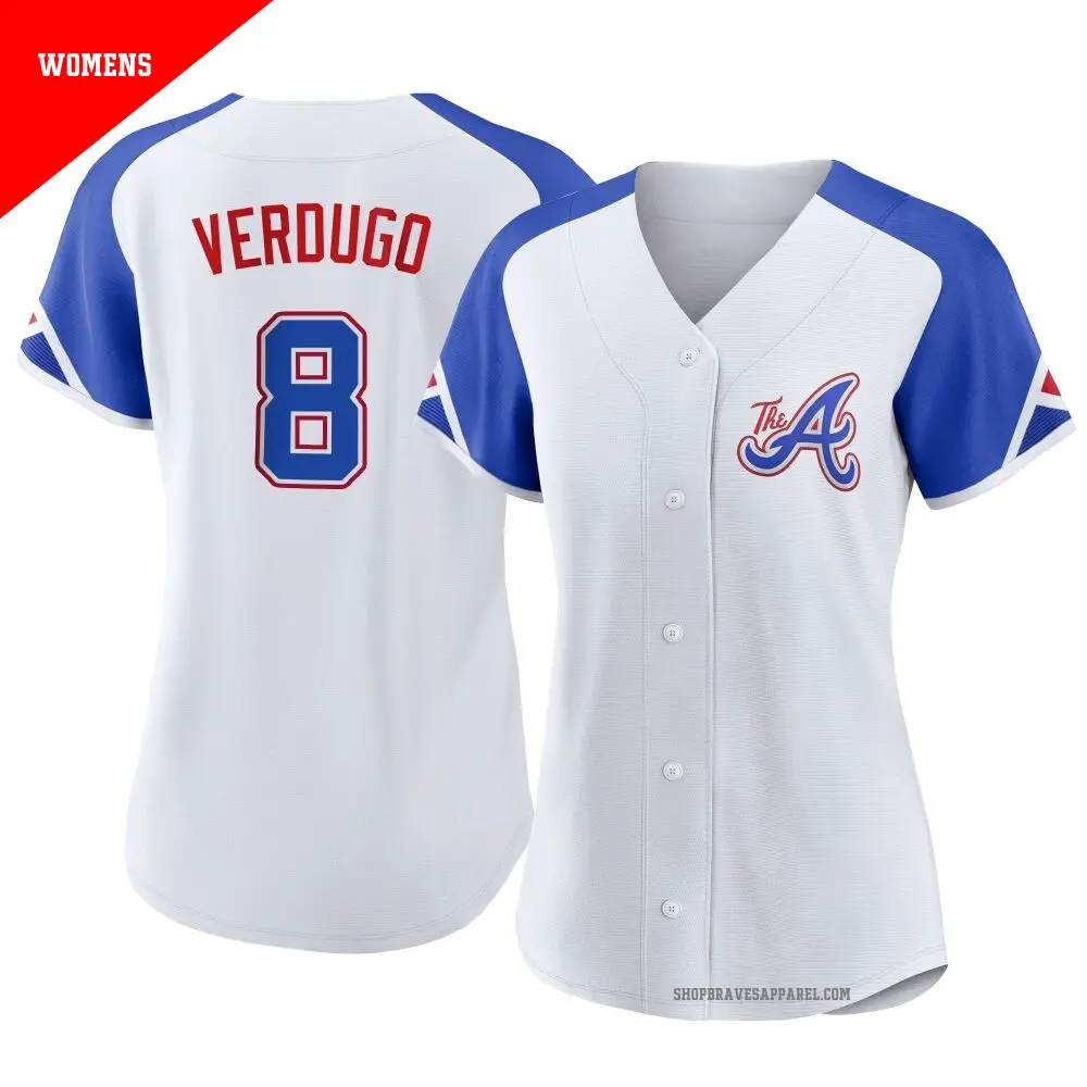 Women's ＃8 Alex Verdugo Atlanta Braves White Authentic 2023 City Connect Jersey