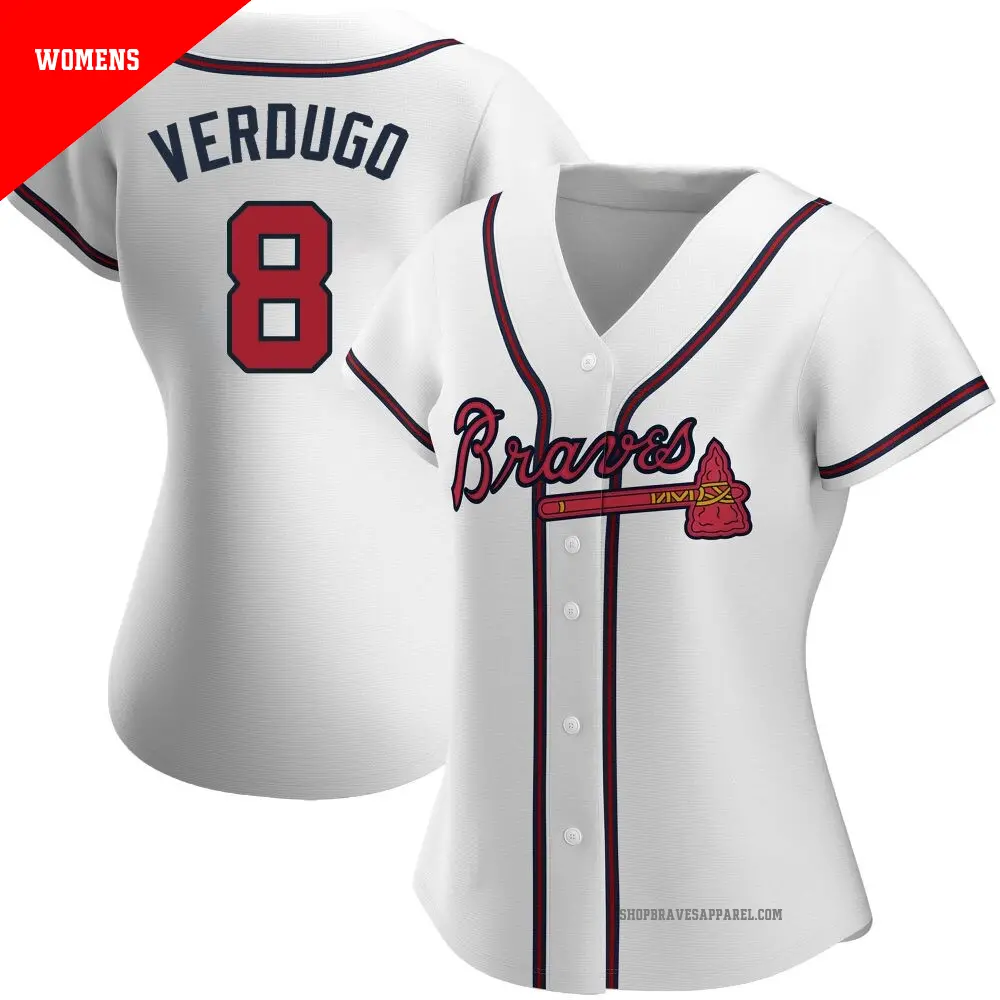 Women's ＃8 Alex Verdugo Atlanta Braves White Authentic Home Jersey
