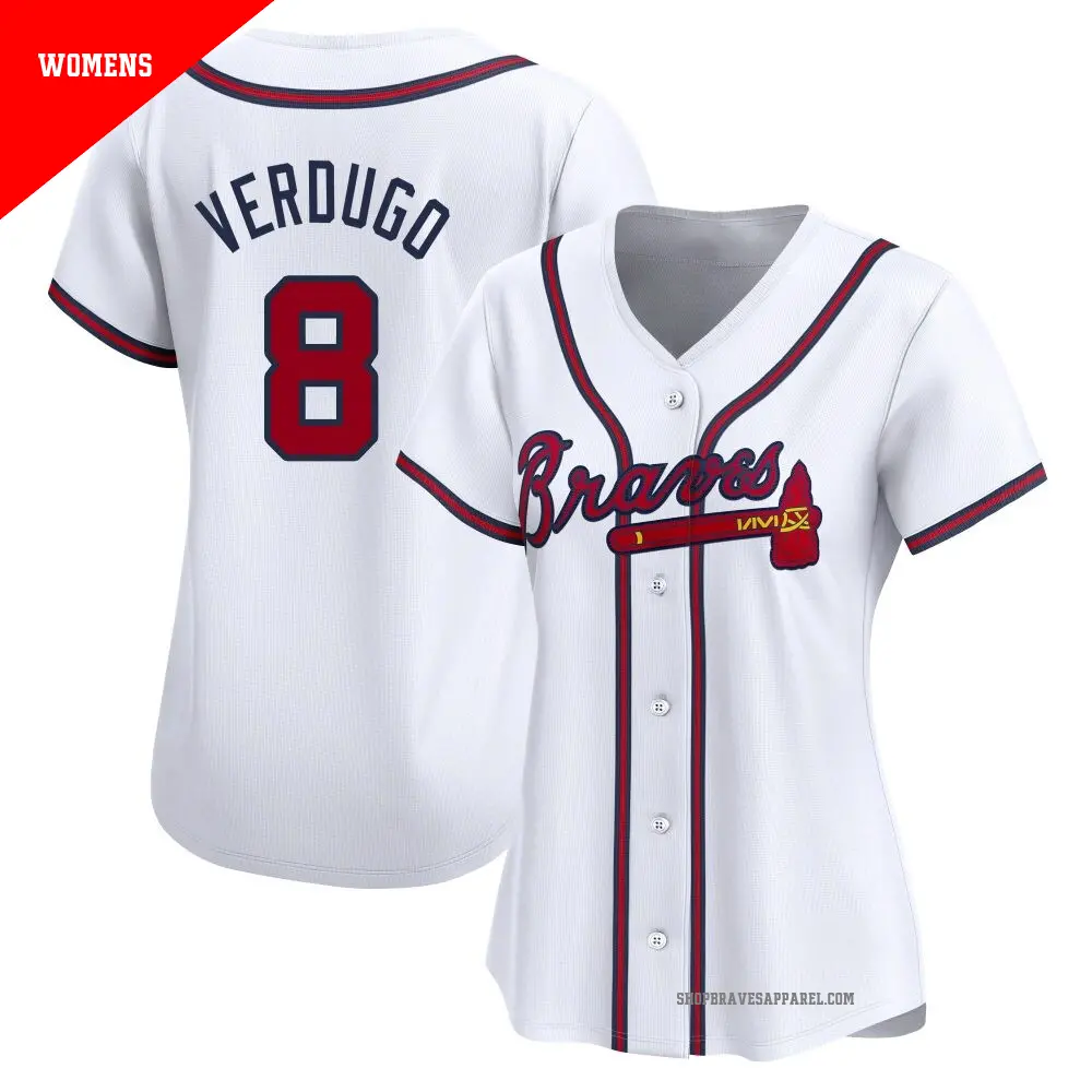Women's ＃8 Alex Verdugo Atlanta Braves White Limited Home Jersey