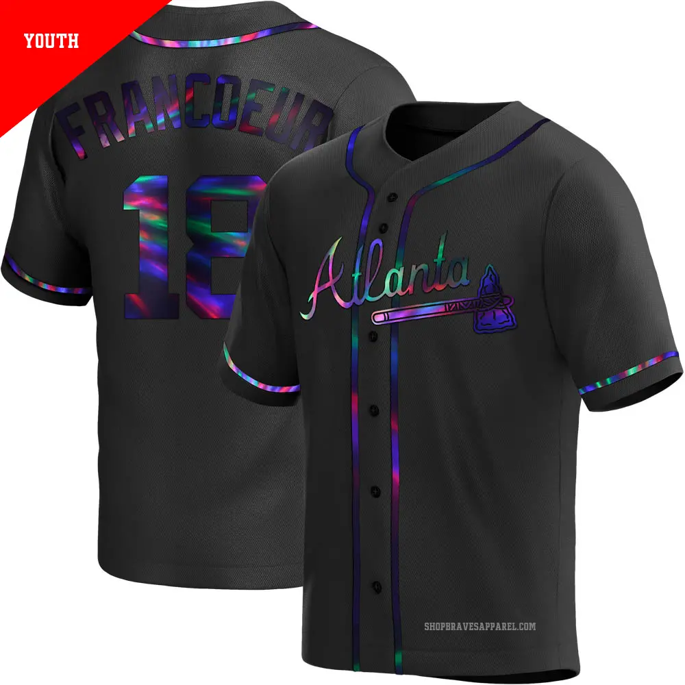 Youth ＃18 Jeff Francoeur Atlanta Braves Black Replica Holographic Alternate Jersey