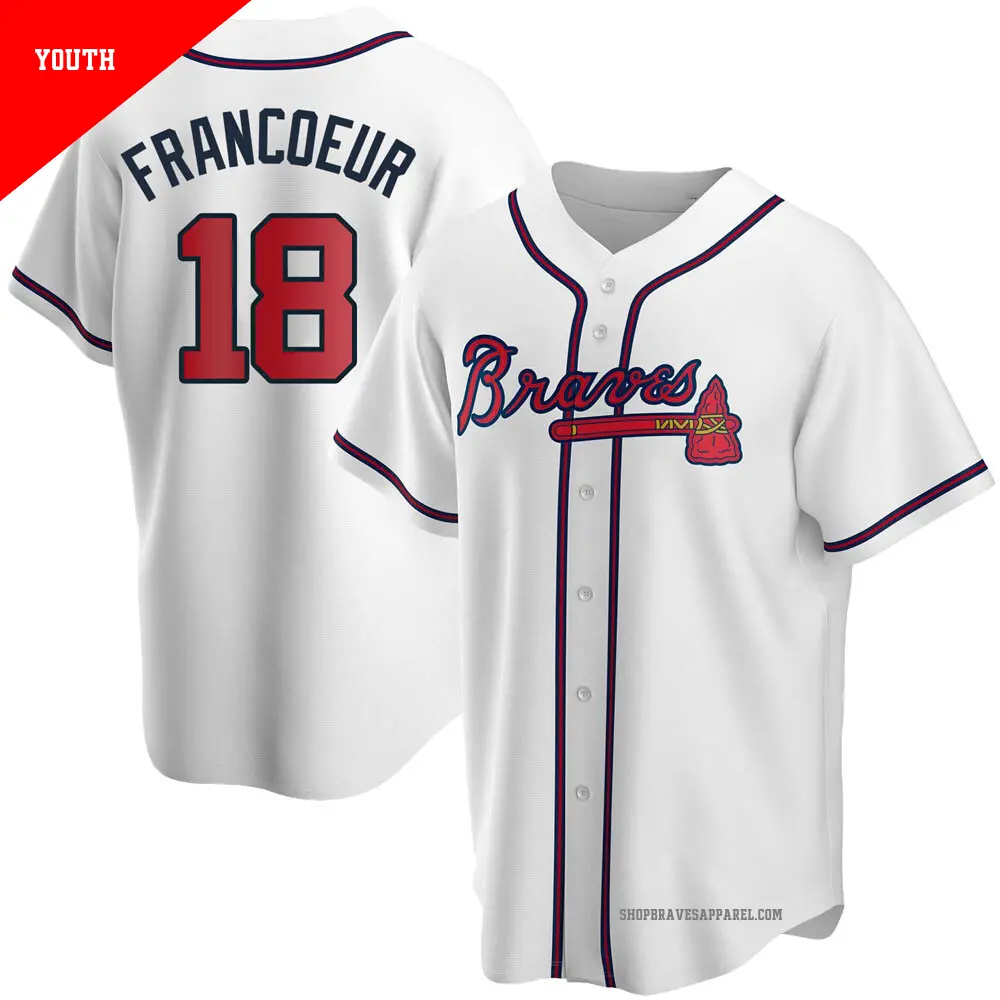 Youth ＃18 Jeff Francoeur Atlanta Braves White Replica Home Jersey