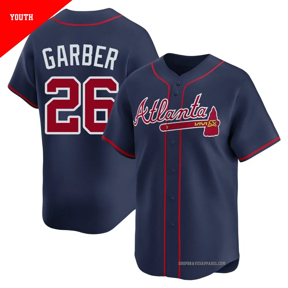 Youth ＃26 Gene Garber Atlanta Braves Navy Limited Alternate Jersey