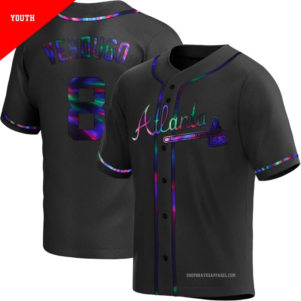 Youth ＃8 Alex Verdugo Atlanta Braves Black Replica Holographic Alternate Jersey