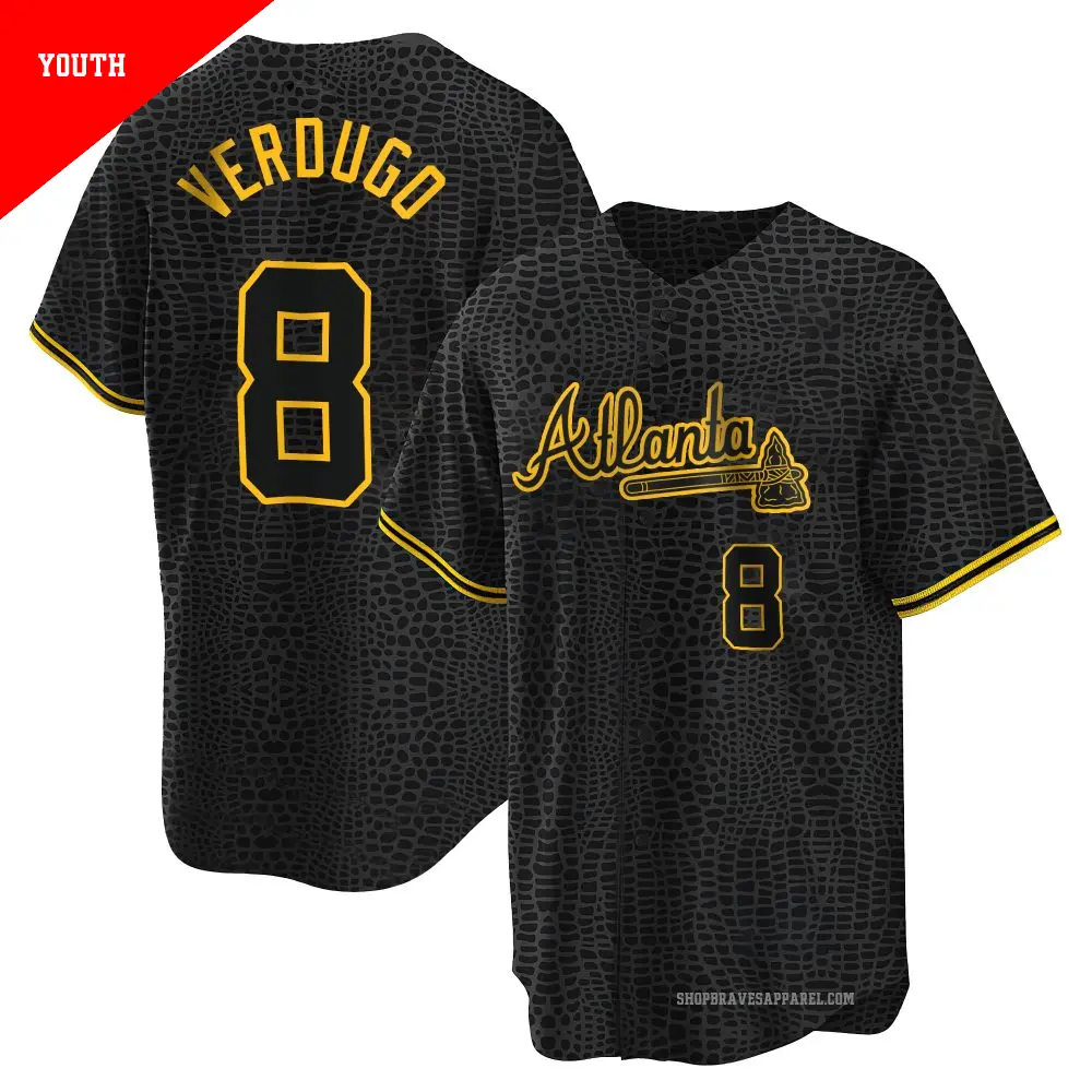 Youth ＃8 Alex Verdugo Atlanta Braves Black Replica Snake Skin City Jersey