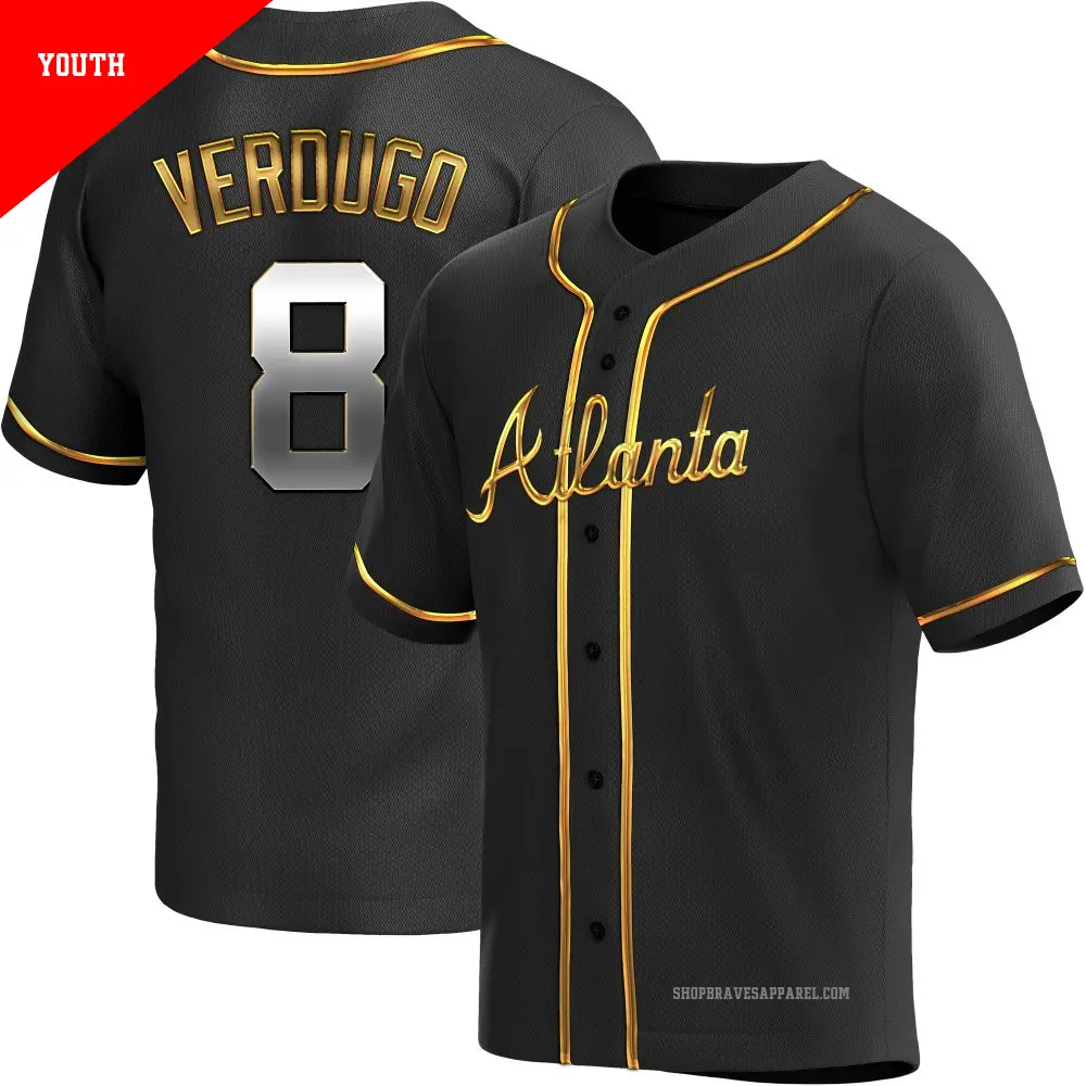Youth ＃8 Alex Verdugo Atlanta Braves Gold Replica Black en Alternate Jersey