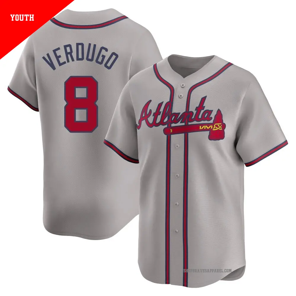 Youth ＃8 Alex Verdugo Atlanta Braves Gray Limited Away Jersey