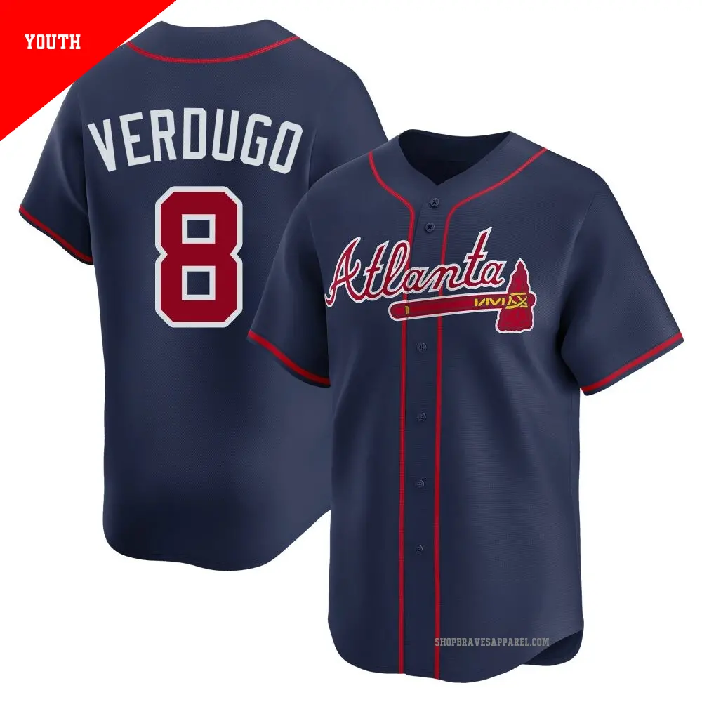 Youth ＃8 Alex Verdugo Atlanta Braves Navy Limited Alternate Jersey