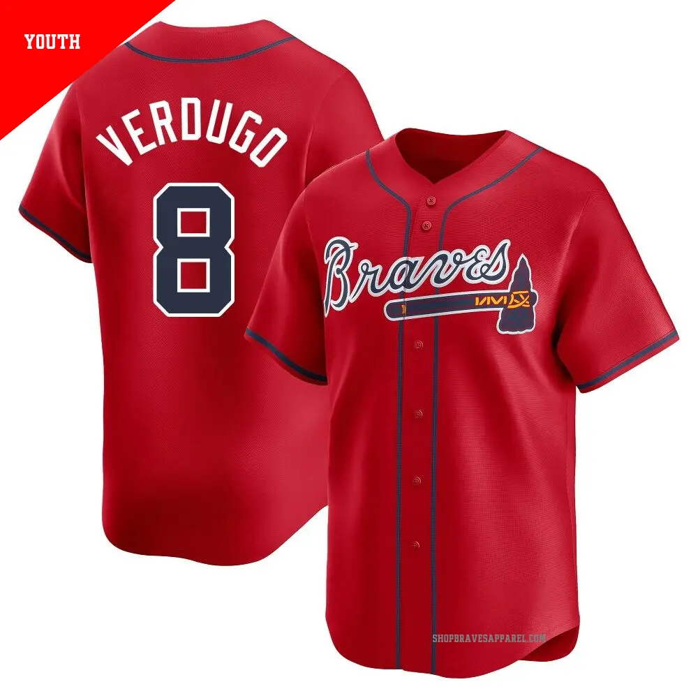 Youth ＃8 Alex Verdugo Atlanta Braves Red Limited Alternate Jersey