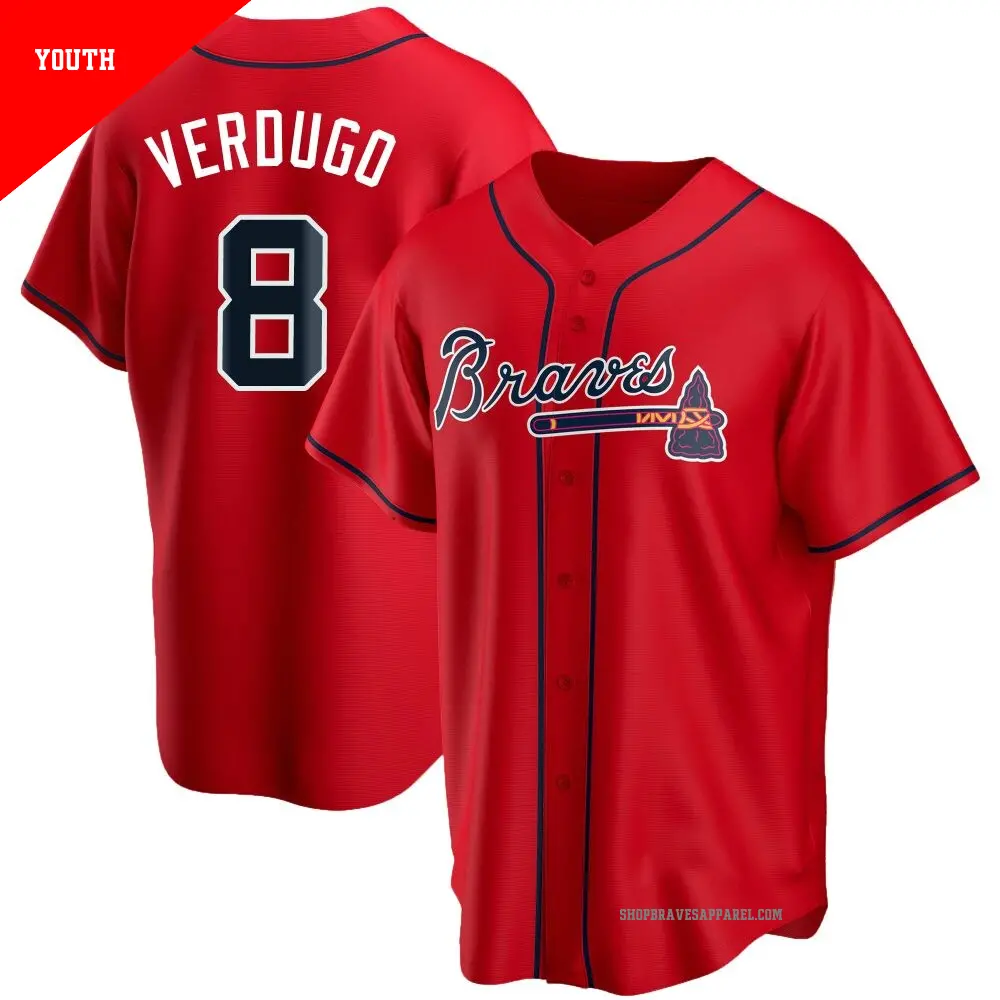 Youth ＃8 Alex Verdugo Atlanta Braves Red Replica Alternate Jersey