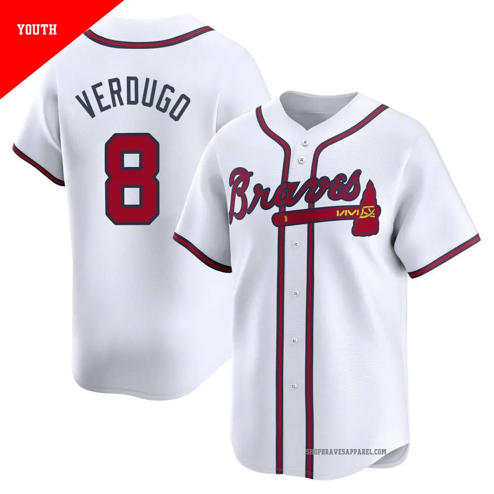 Youth ＃8 Alex Verdugo Atlanta Braves White Limited Home Jersey